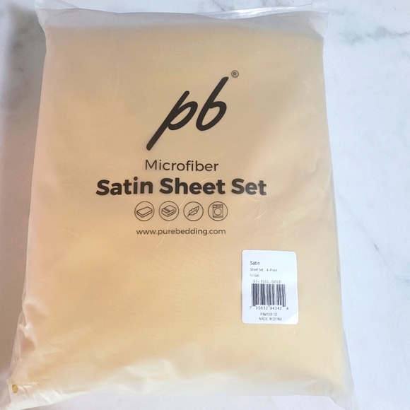 Satin Sheets Full [4-Piece, Gold] Hotel Luxury Silky Bed Sheets - Picture 1 of 4